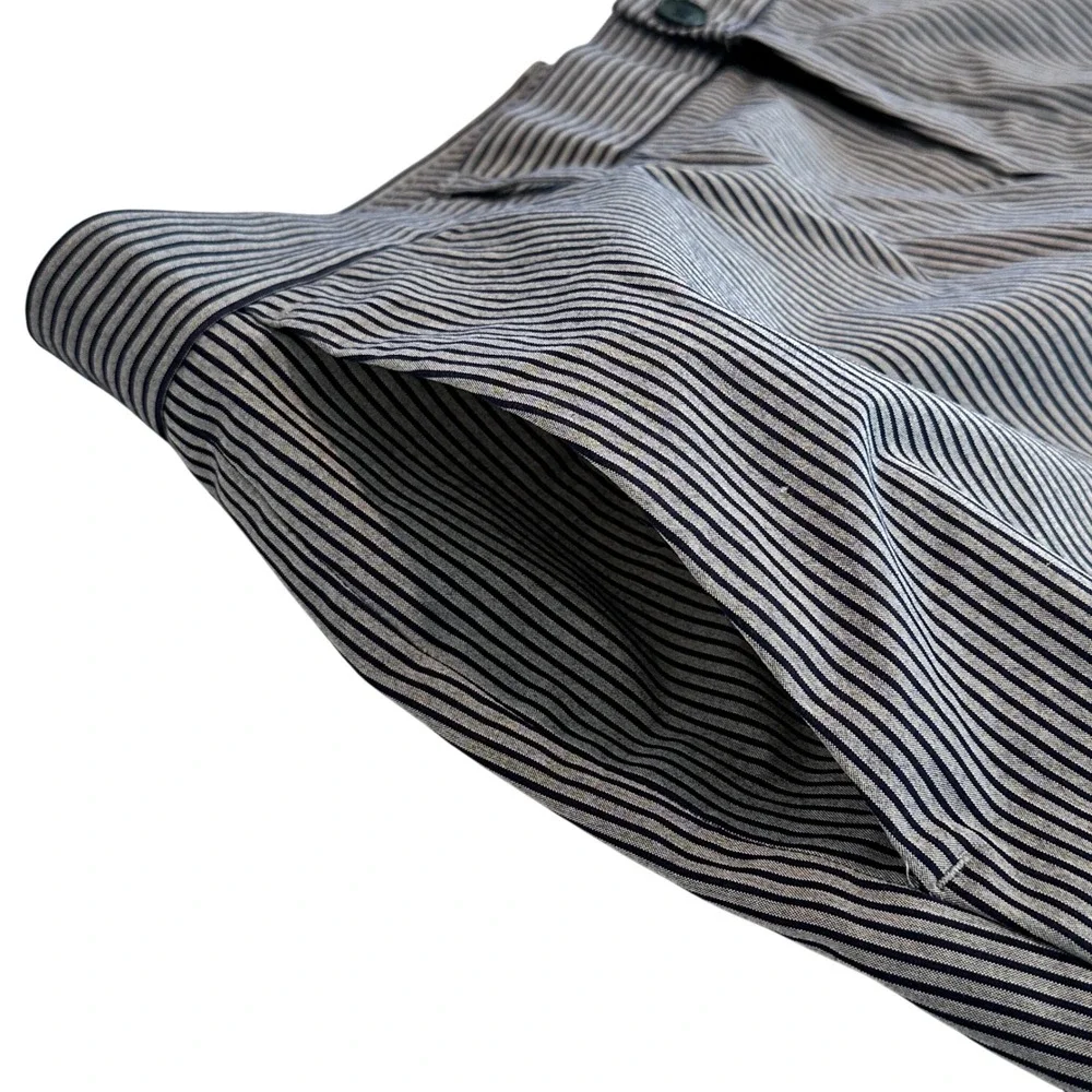 Banana Republic Aiden Chino Shorts Mens 38 Navy Blue Gray Striped Cotton‎ Casual